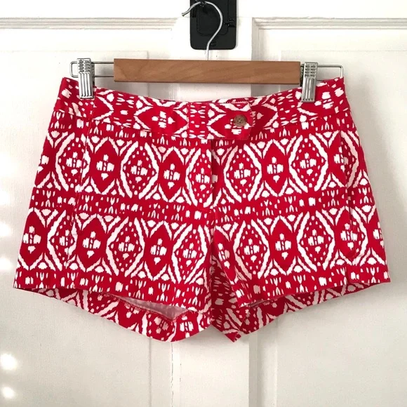 J Crew red & white city fit stretch IKAT shorts - Picture 4 of 12